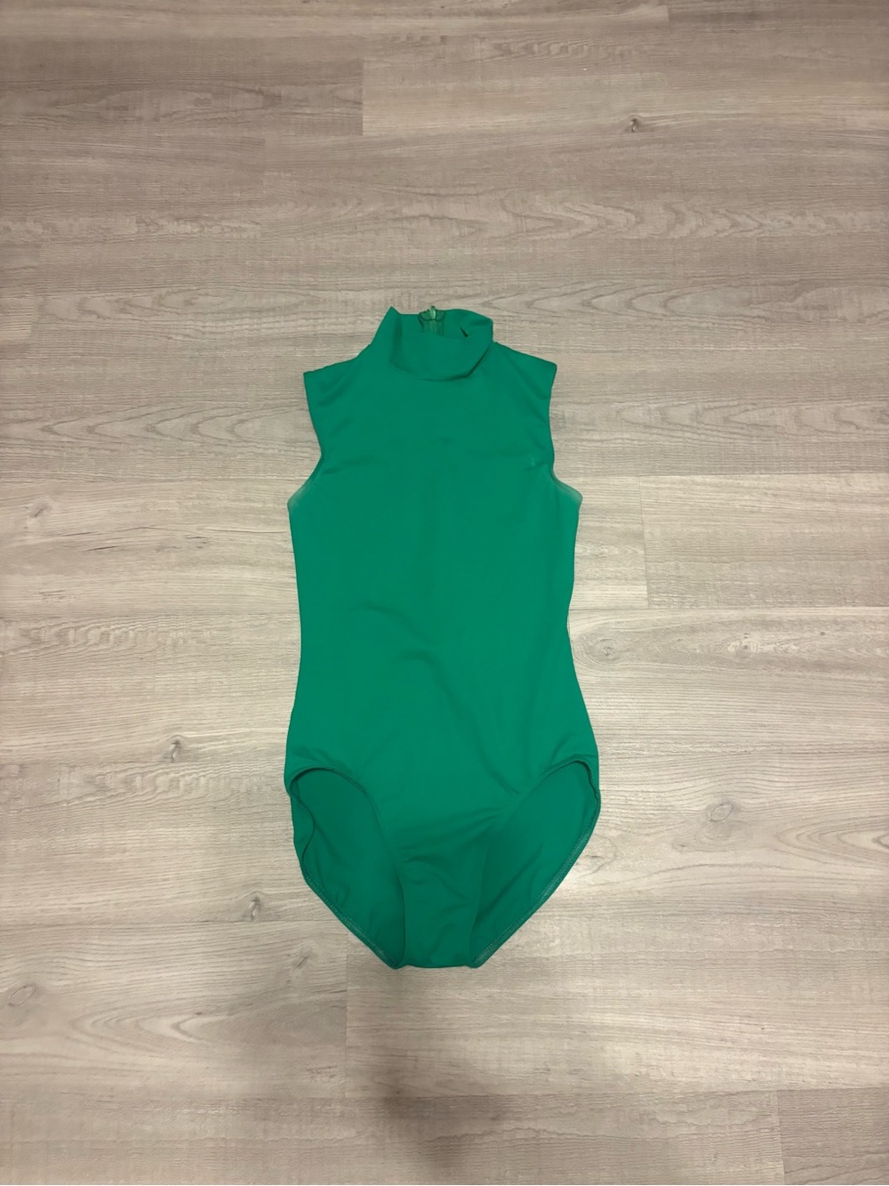 Girls' Green High-Neck One-Piece Swimsuit
